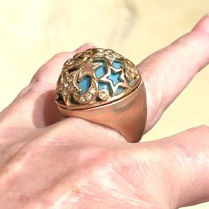 Gold plated over sterling silver crystals ring 8.5